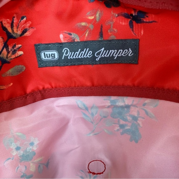 Lug Puddle Jumper Red Floral Tote Packable Trolly Sleeve EUC - Picture 7 of 8
